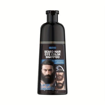 Men's Black Beard Dye 3-in-1 Hair & Beard Color Kit - Fast Blackening in 10-15 Minutes, Nourishing Skin-Safe Formula