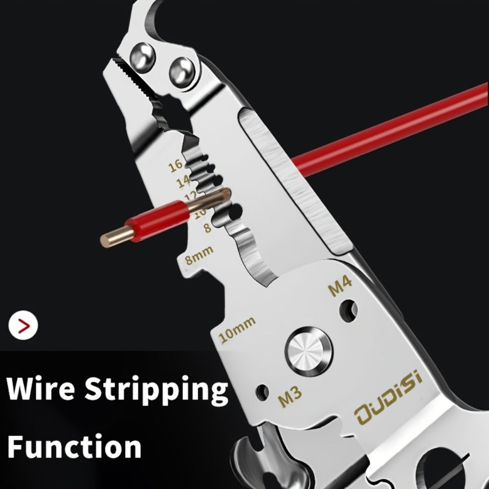 Folding Wire Stripper Multifunctional Pliers Crimping Cutter Tool for Electrician Cable DIY for Entryways, Bedrooms and Living Spaces