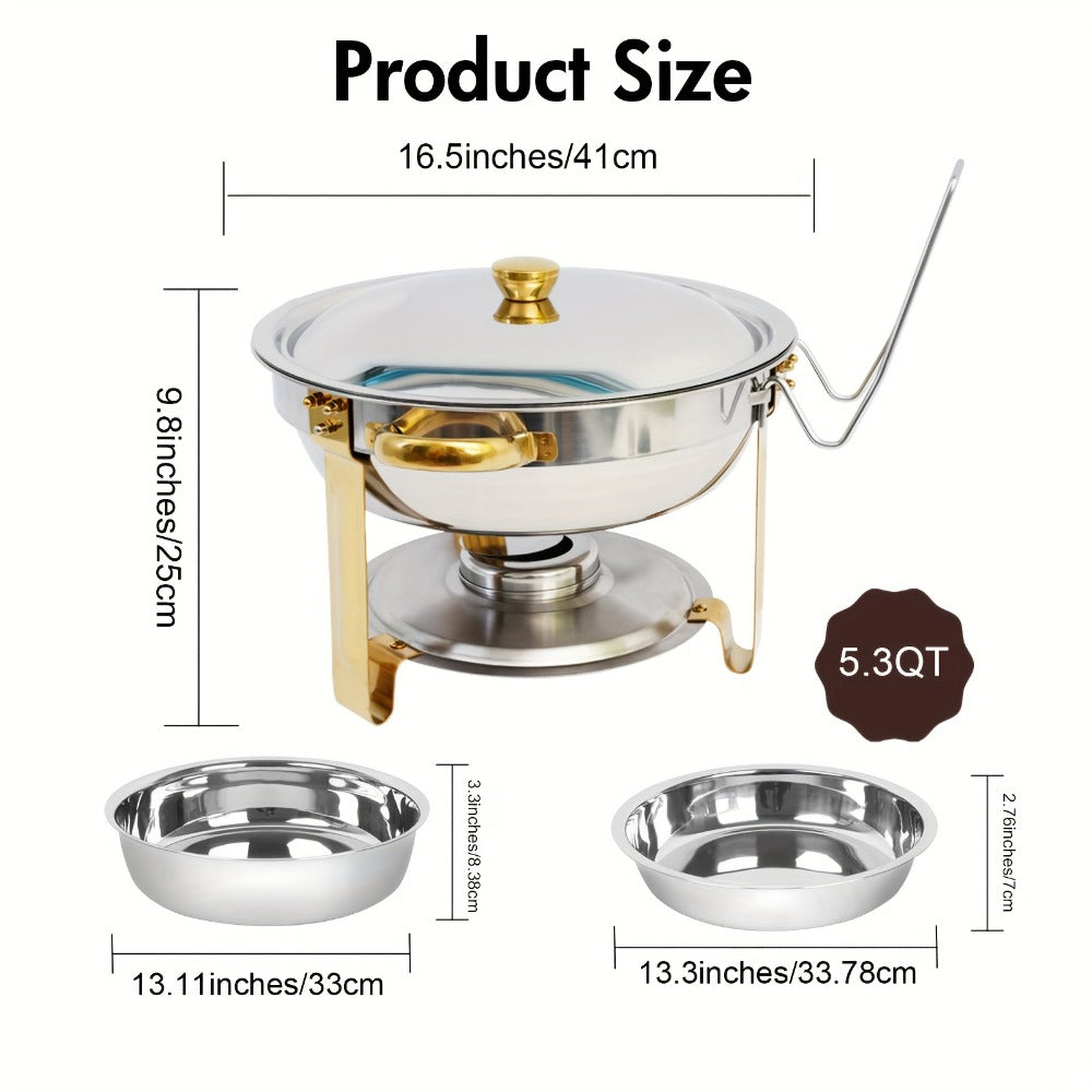 Chafing Dish Buffet Set Stainless Steel Food Warmer 6QT Round Chafer for Catering Events Parties Weddings Banquets