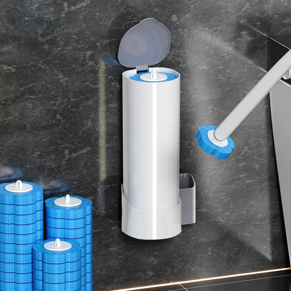 Disposable Toilet Brush Set with Replacement Brush Heads Wall Mounted or Floor Standing for Entryways, Bedrooms and Living Spaces