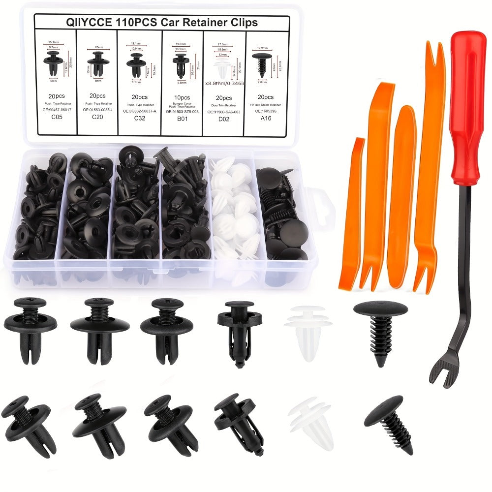 Car Body Fasteners Kit – Snap Rivets, Wing Expansion Screws & Willow Nails, Universal Automotive Retainer Clips for Car Body Panels