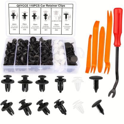 Car Body Fasteners Kit – Snap Rivets, Wing Expansion Screws & Willow Nails, Universal Automotive Retainer Clips for Car Body Panels