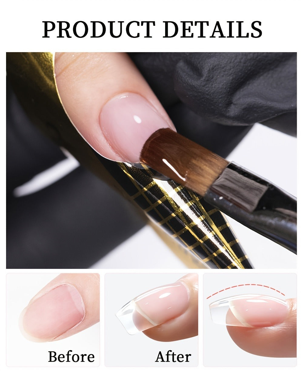 Clear Nail Extension Builder Gel Kit, Three 100g Containers for UV LED Manicure Length and Structure
