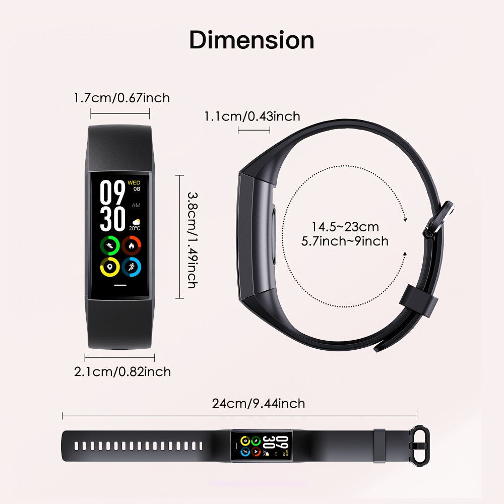 AMOLED Smart Band 1.1" Always-On Display, 14-Day Battery Life, 25 Sport Modes, Heart Rate & Sleep Tracker