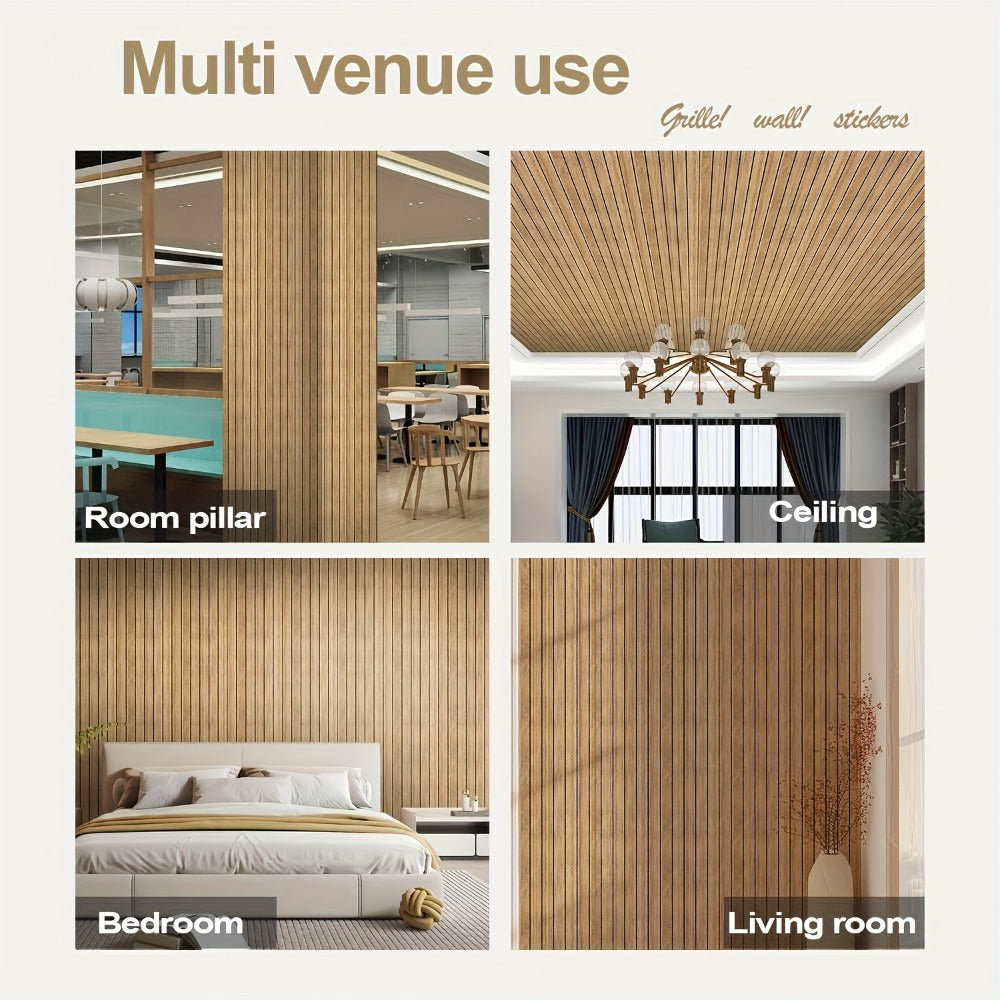 3D Wood Grain Wall Panels Self-Adhesive Peel and Stick Soundproof Grid Board Thick Matte, for Entryways, Bedrooms and Living Spaces