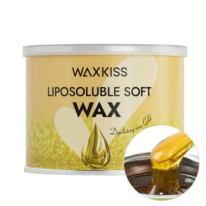 Soft Wax for Hair Removal 400g WAXKISS Honey & Aloe Vera Strip Wax Jar for Face Underarms Legs Body Back All Skin Types DIY Home Salon