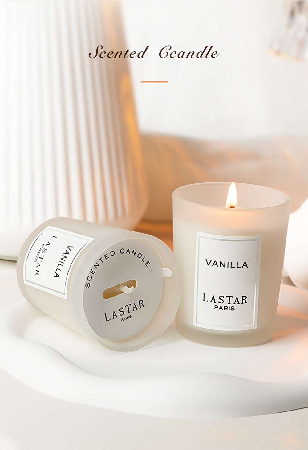 Vanilla Scented Soy Wax Candle in Frosted Glass Jar 70g - Single Wick Smokeless Clean Burn for Everyday Face, Beard and Body Grooming