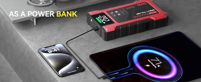 12V Jump Starter with 4000A Marking, 150 PSI-Labeled Air Compressor, Digital Pressure Display and Two Black Color Options