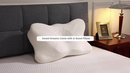 Memory Foam Cervical Pillow Contour Neck Support Orthopedic Bed Pillow for Side Back Stomach Sleepers with Cooling Pillowcase Queen King