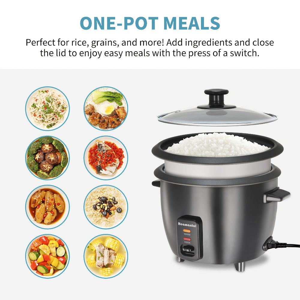 Rice Cooker & Yogurt Maker 1.5Qt, 6-Cup Non-Stick Electric Rice Cooker with Auto Keep, One-Touch