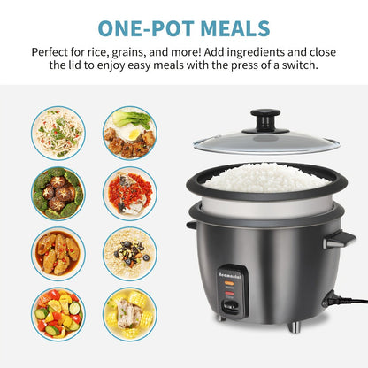 Rice Cooker & Yogurt Maker 1.5Qt, 6-Cup Non-Stick Electric Rice Cooker with Auto Keep, One-Touch