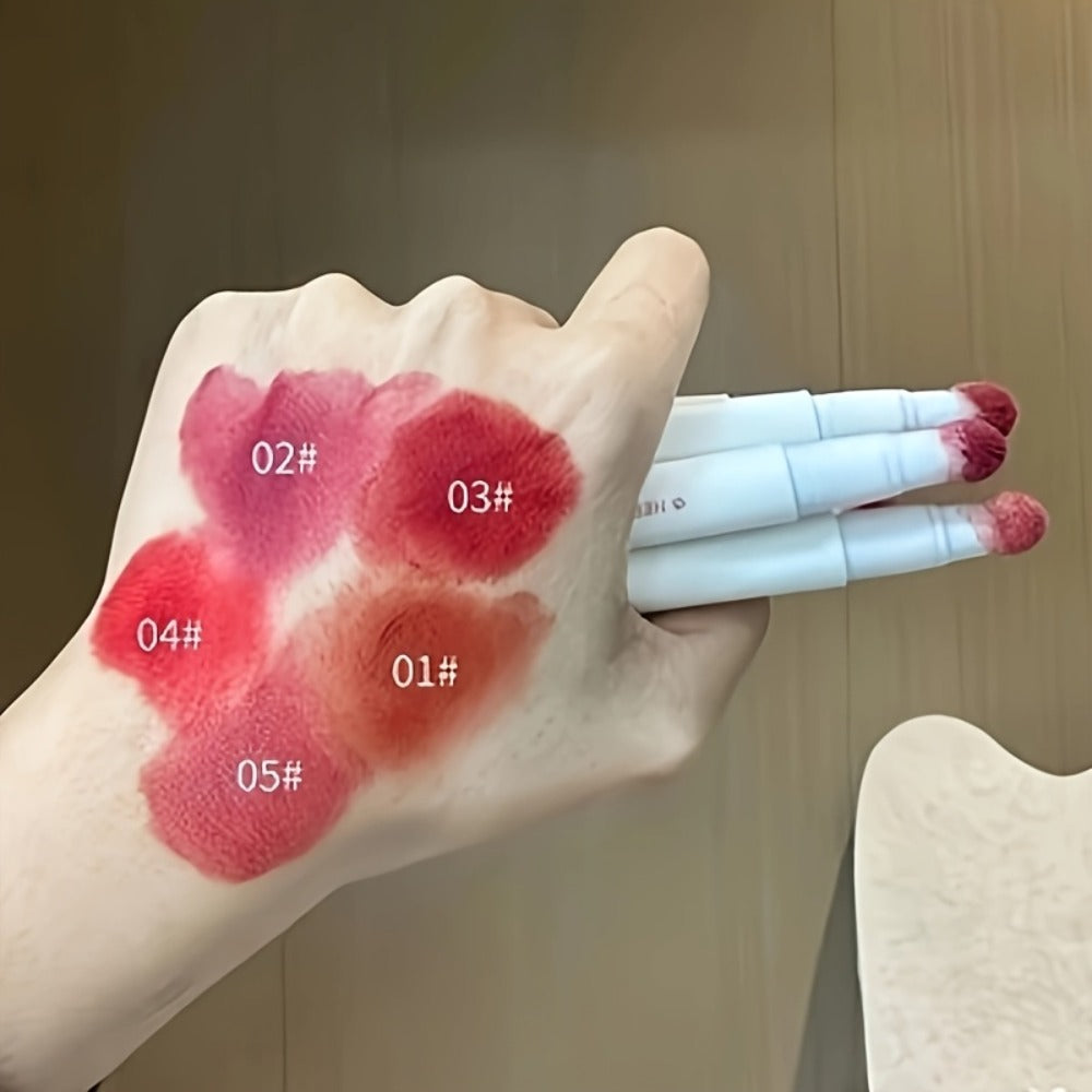 Velvet Matte Lip Glaze 5pcs Set, Waterproof Sweat-Resistant Non-Stick Cup Liquid Lipstick, Mist Texture Smooth Application