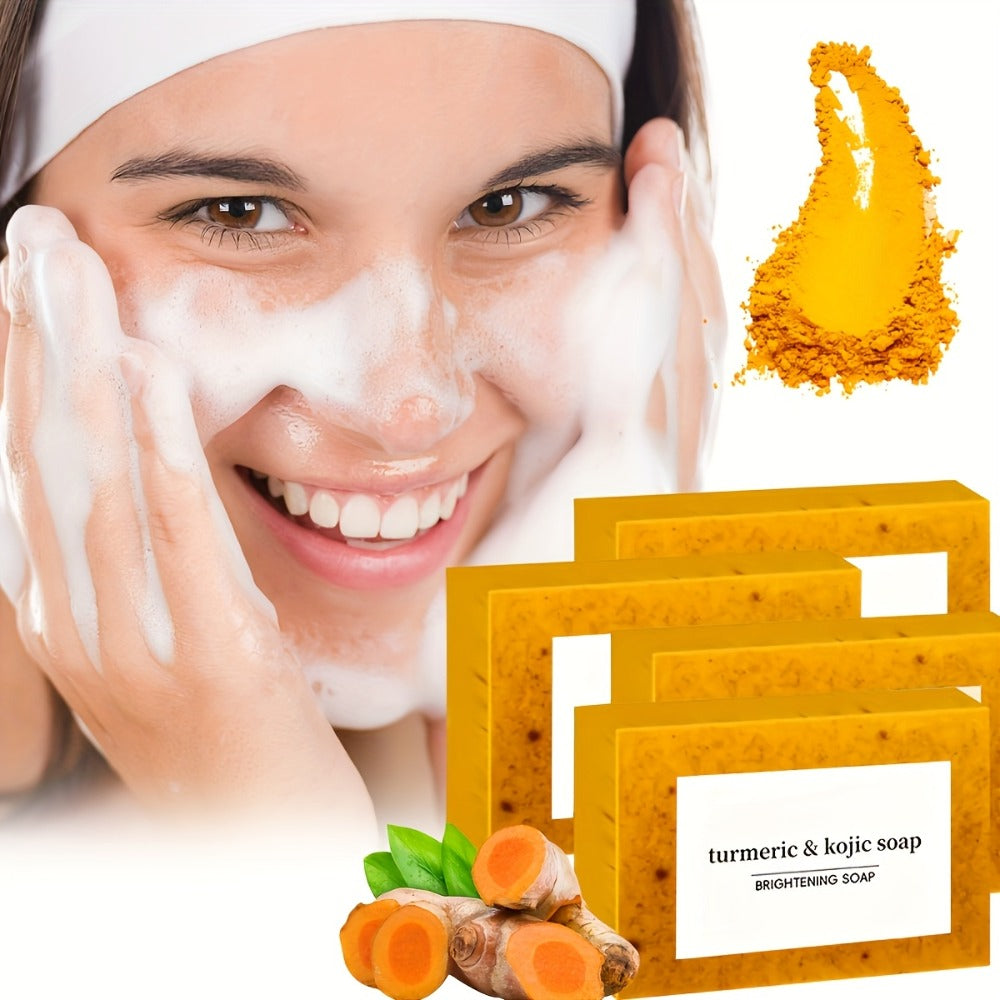 Kojic Acid Soap Bar 24-Pack Handmade – Lemon Turmeric Cold Process Bar Soap with Ginger Extract & Exfoliating Granules