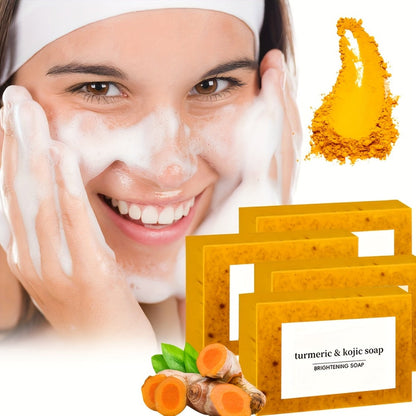 Kojic Acid Soap Bar 24-Pack Handmade – Lemon Turmeric Cold Process Bar Soap with Ginger Extract & Exfoliating Granules