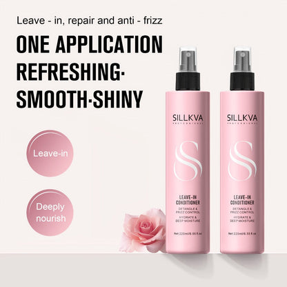 Leave-In Conditioner Spray & Detangling Hair Brush Set - Anti Frizz Smoothing Glycerin Formula for Home, Travel and Salon Hair Styling