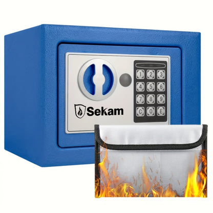 Fireproof Home Safe Box with Digital Keypad and Key Lock Steel Security Safe for Money for Entryways, Bedrooms and Living Spaces