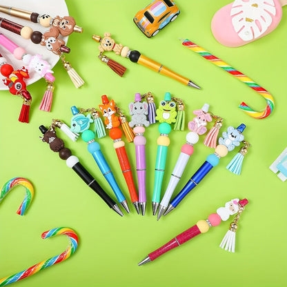 Beadable Pens Bulk 40/60pcs, DIY Bead Ballpoint Pens with Black Ink Shaft, Assorted Random Colors for DIY Crafts