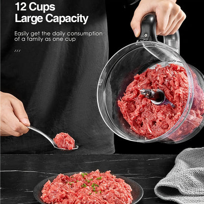 12 Cup Food Processor 6 Functions - Chopping, Slicing, Shredding, Purees & Dough, Large Electric Kitchen Food Processor for Meal Prep