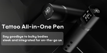 Wireless Tattoo Machine Kit Complete - POSEIDON V5 Rotary Pen with LCD Screen 1500mAh for Temporary Body Art, Festivals and Costumes