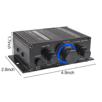 AK170 2-Channel Stereo Power Amplifier for Home Theater, Computer & Car Audio, HiFi Sound Amplifier with RCA Input