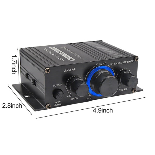 AK170 2-Channel Stereo Power Amplifier for Home Theater, Computer & Car Audio, HiFi Sound Amplifier with RCA Input