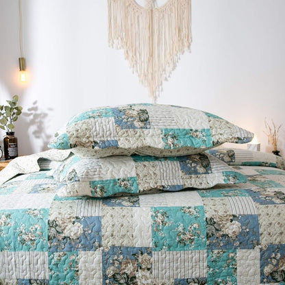 Floral Quilt Set Lightweight Bedspread Coverlet 2 or 3-Piece, All Season Hypoallergenic Breathable Paisley Patchwork Print Quilt for Bedroom