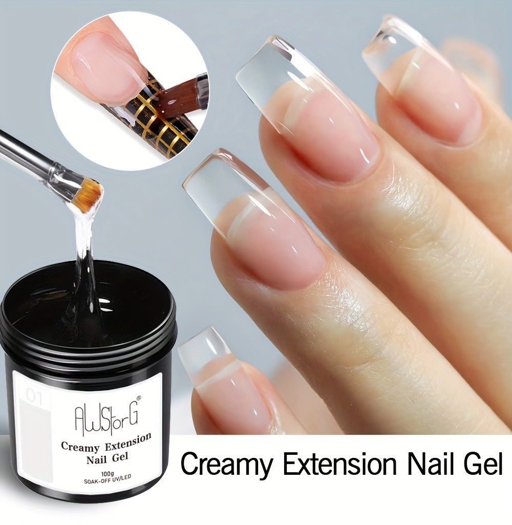 Clear Nail Extension Builder Gel Kit, Three 100g Containers for UV LED Manicure Length and Structure