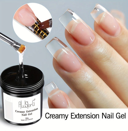 Clear Nail Extension Builder Gel Kit, Three 100g Containers for UV LED Manicure Length and Structure