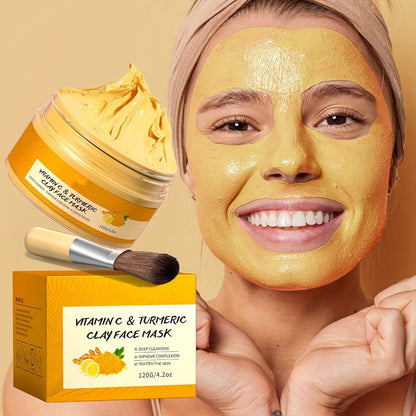 Turmeric Vitamin C Mud Mask 100ml - Deep Cleansing Pore Minimizer Face Mask, Remover Radiant Skin Weekly Skincare for Women