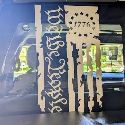 We the People 1776 Flag Vinyl Decal Pair in Black, Red or White for Tailgates and Vehicle Windows