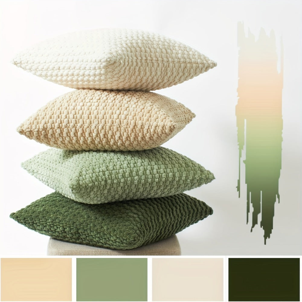 Velvet Throw Pillow Covers 4-Pack 20x20 Inch - Double-Sided Cushion Covers with Zipper Closure