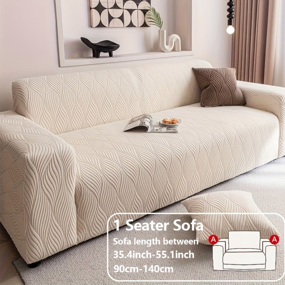 Sofa Cover Polar Fleece Modern Jacquard Elastic Slipcover with Elastic Fit for 1 to 4-Seater Sofas