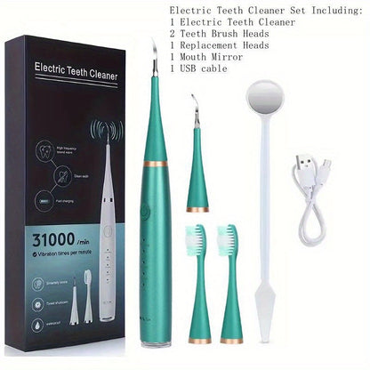 Electric Teeth Cleaner Kit USB Rechargeable, 5 Cleaning Modes Dental Scaler Plaque Tartar Remover Gum Health