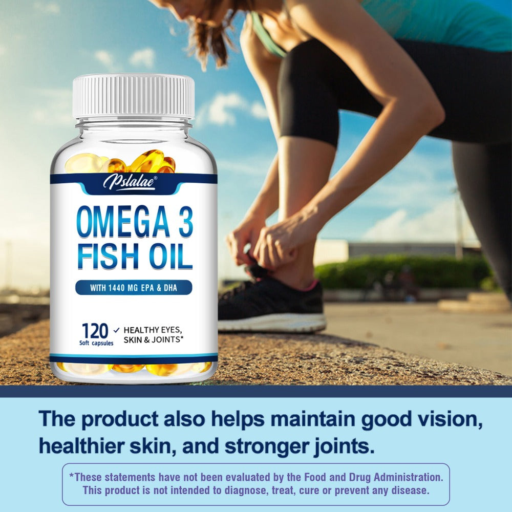 Triple Strength Omega-3 Fish Oil Softgels 120 Capsules with High-Potency EPA & DHA, Heart, Brain