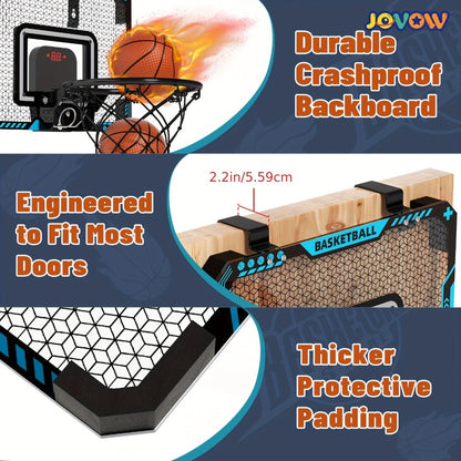 Over Door Basketball Hoop with LED Lights & Electronic Scoreboard, Mini Hoop Set with 4 Balls for Kids Teens Adults