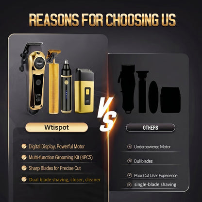 3-in-1 Grooming Kit for Men – Electric Hair Clipper, Nose Hair Trimmer & Shaver Set, USB Rechargeable Lithium Battery Cordless