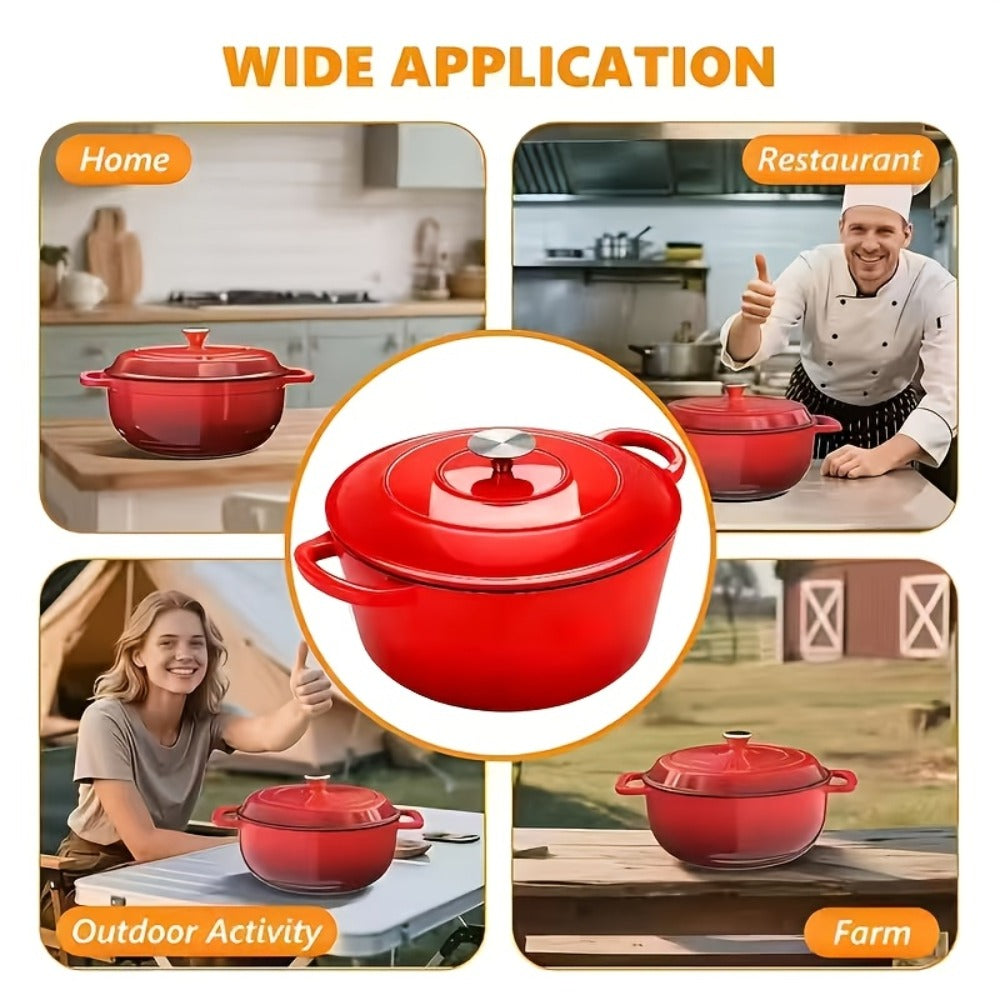 3QT Enameled Cast Iron Dutch Oven with Dual Handles, Fitted Lid and Three Color or Style Options