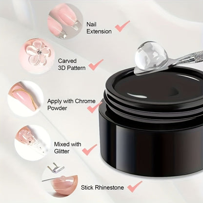 RINO 3D Nail Sculpture Kit 5pcs – Solid Builder Gel with Rhinestone Gel Molding Gel Flower Molds & Sculpting Brush
