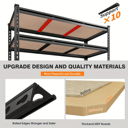 Garage Shelving 5-Tier Metal Storage Shelves Adjustable Steel Shelf Unit for Garage Basement Warehouse Easy Assembly Black Silver