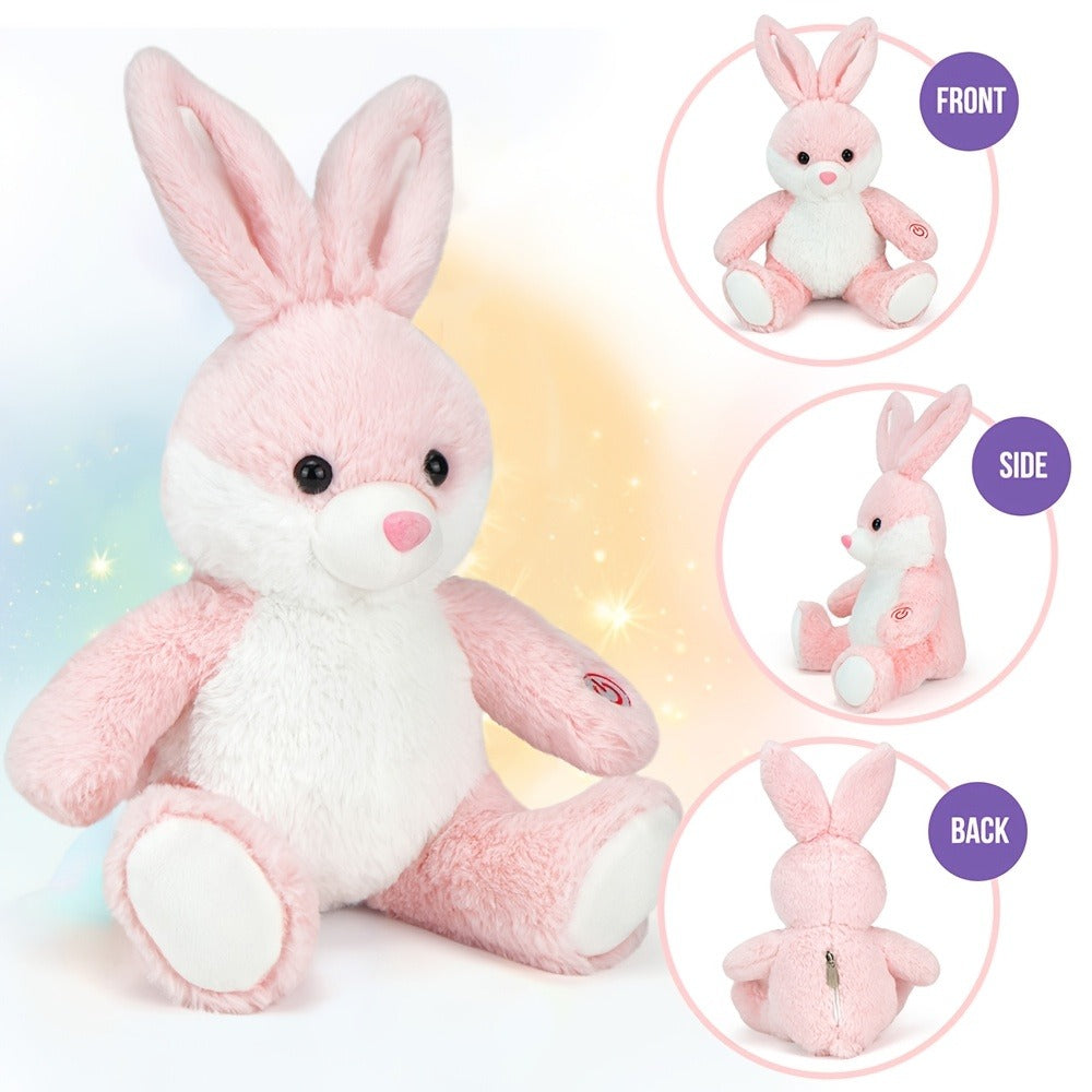 Plush Toy Light-Up Bunny in 8-Inch or 12-Inch Sizes with Pink Ears and Colorful LED Glow for Character Display, Room Decor and Gift