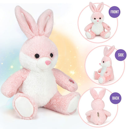 Plush Toy Light-Up Bunny in 8-Inch or 12-Inch Sizes with Pink Ears and Colorful LED Glow for Character Display, Room Decor and Gift