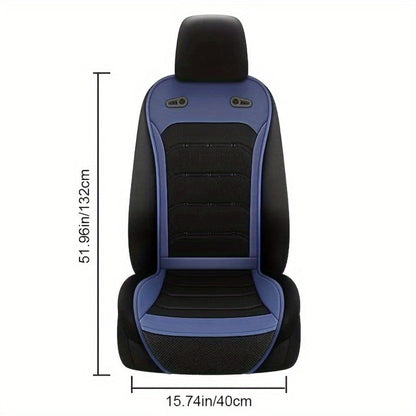 Powered Car Seat Cushion with Dual Fans, 24-Vent Center, 12V/24V Marking and Brown, Blue or Black Options