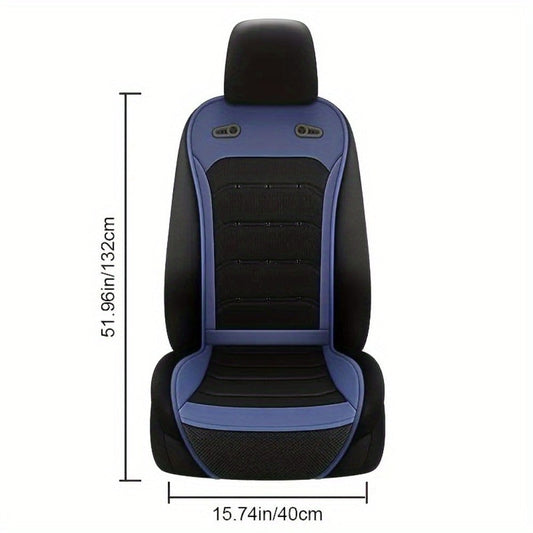 Powered Car Seat Cushion with Dual Fans, 24-Vent Center, 12V/24V Marking and Brown, Blue or Black Options