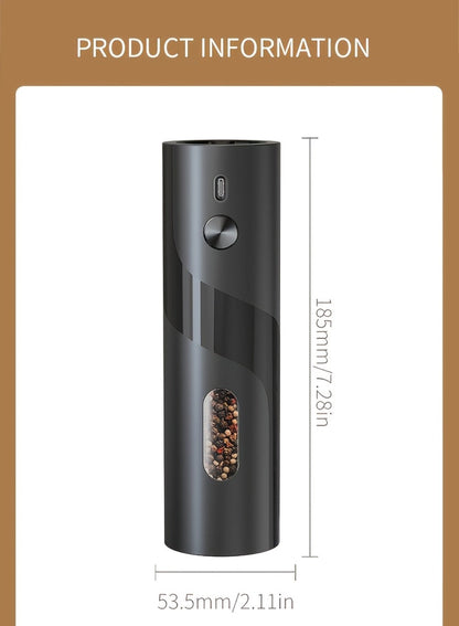 Electric Salt and Pepper Grinder Set with LED Light, Rechargeable Salt Pepper Mill, Adjustable Coarseness 3.72oz Large