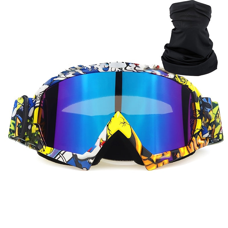 Ski Goggles Set with Black Headband – TPU Frame PC Lens Mirror Coating, Thick Foam Pad, Adjustable Strap, 28+ Color Styles