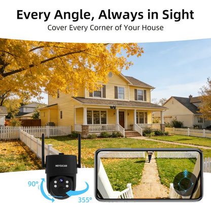 AI Auto Tracking Solar Security Camera Outdoor 360° Dome – AI Human Detection, Full Color Night Vision, Smart Siren & Spotlight