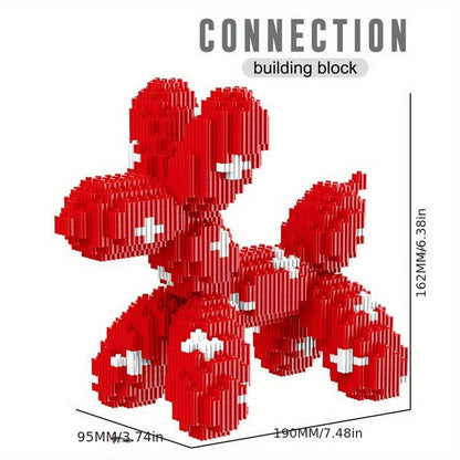 Balloon Dog Building Blocks Set – Colorful Interlocking Brick Sculpture Pop Art Home Decor Display Model for Adults Teens Art Lovers
