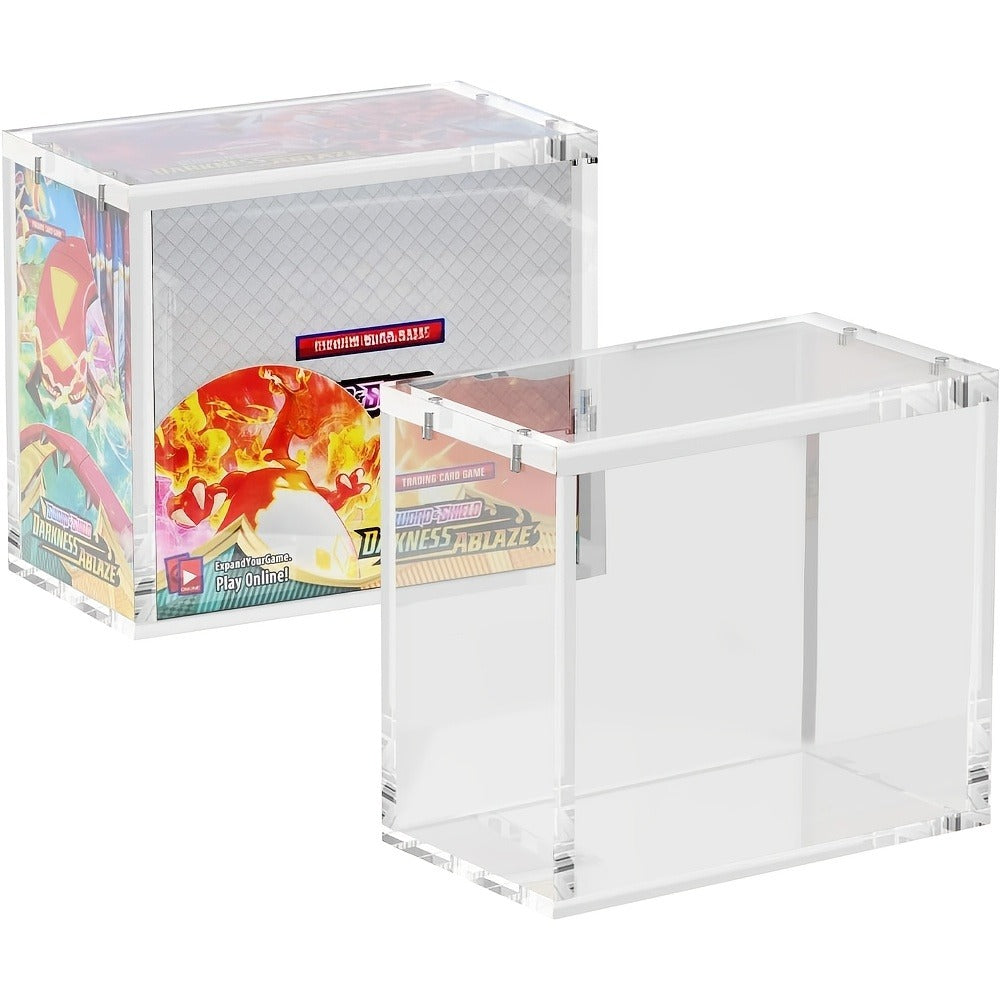 Pokemon Booster Box Acrylic Display Case – Stackable 6mm+6mm+3mm Thick Clear Case with Magnetic Lid for PKMN Booster Box Storage & Showcase