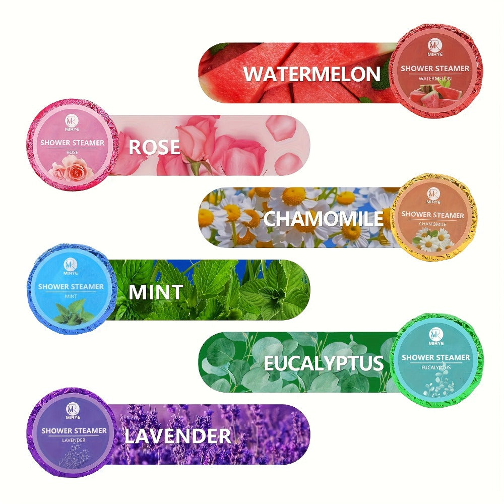 Forty-Piece Shower Steamer Gift Box with Ten Floral, Herbal and Fruit Fragrance Labels for Shower Use