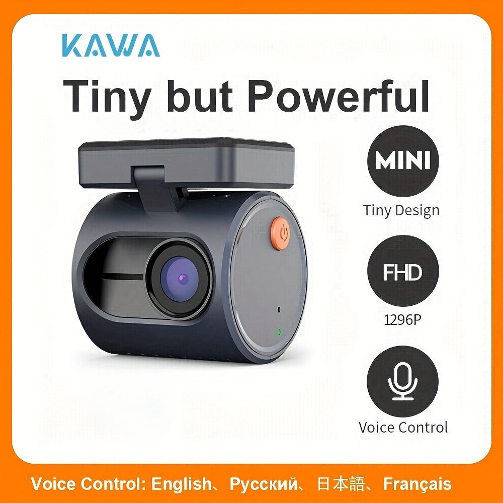KAWA MINI 3 Dash Camera with 1296P Label, WiFi App Connection, Voice Control and Blue Finish